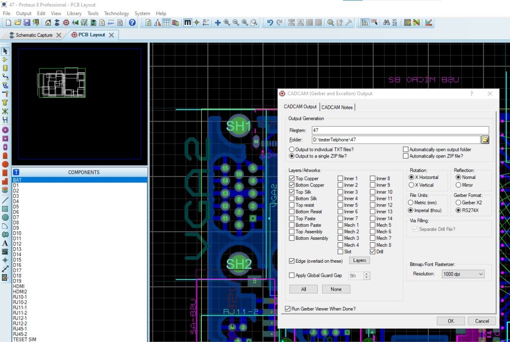 تنظیمات خروجی گربر مطابق با فرمت شرکت تکنیک مدار فدک